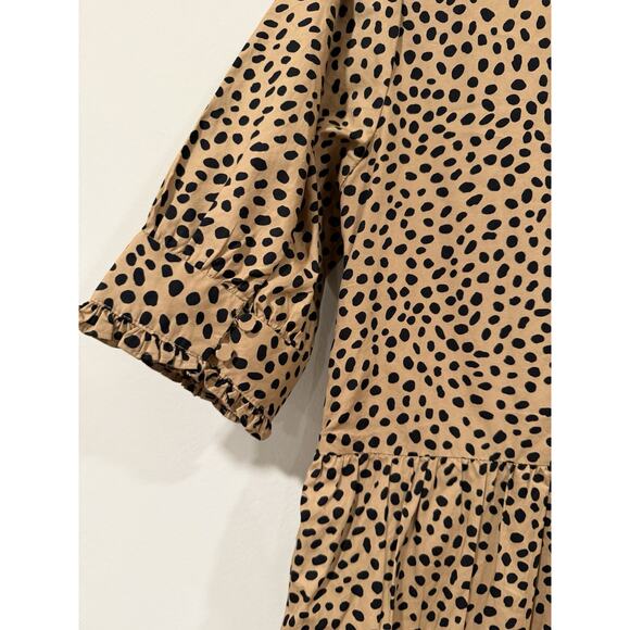 J Crew Ruffled Tiered Popover Dress Leopard Dot Size Small 2302 - Picture 7 of 10